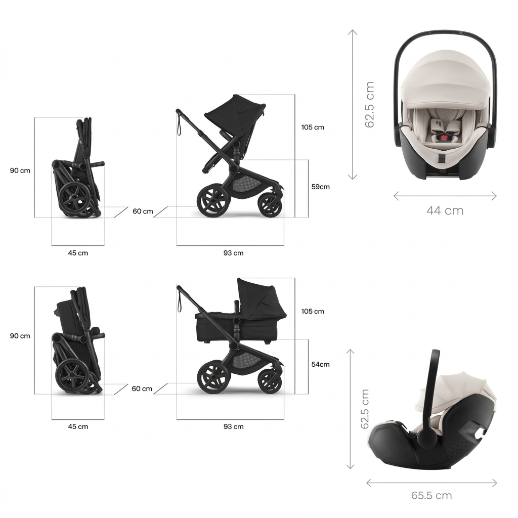 BUGABOO Fox5 Renew Kočárek trojkombinace Black/Forest Green/Mineral Grey