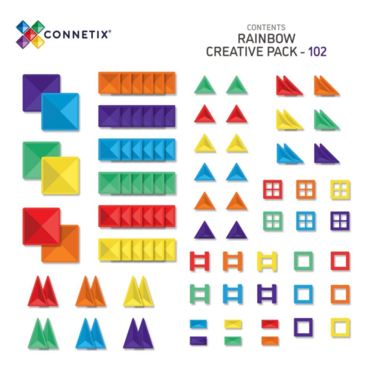 CONNETIX Magnetická stavebnice Rainbow Creative Pack 102 ks