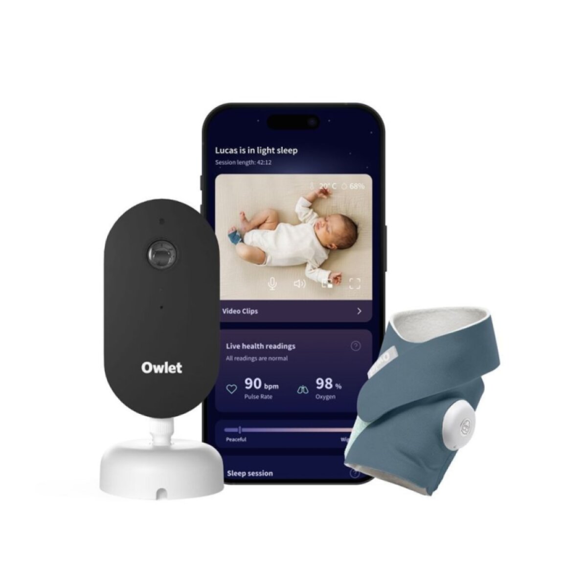 OWLET Dream Duo (3. generace) – Chytrá ponožka & kamera Owlet Dream Sight Bedtime Blue