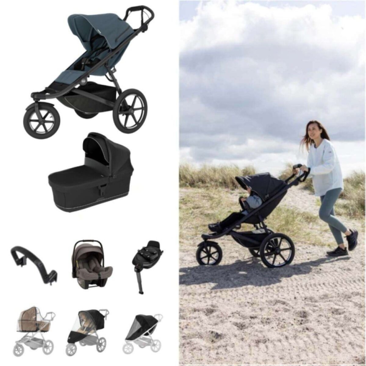 THULE Urban Glide 3 Kočárek trojkombinace Set D - Dark Slate/Black