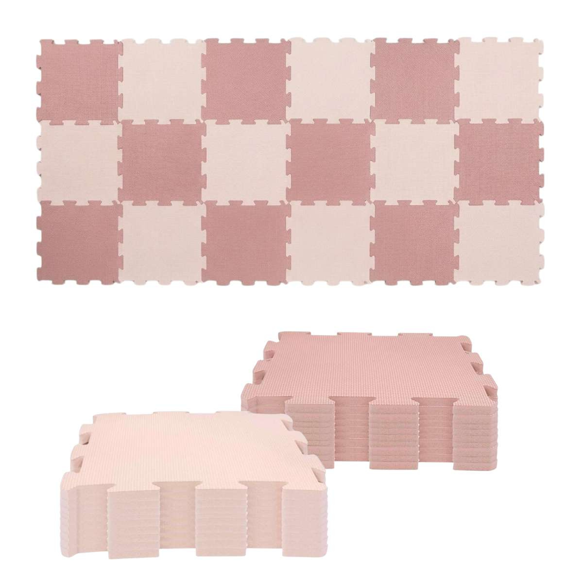 NIDO NIDO Pěnová hrací podložka Puzzle 18ks Vanilla/Taupe Pink