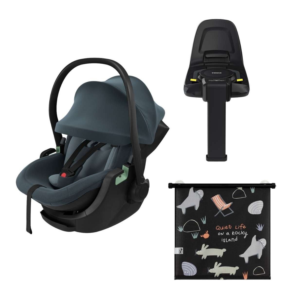 THULE Výhodný set Základna Alfi + Autosedačka Maple Darkest Blue + Sluneční clona