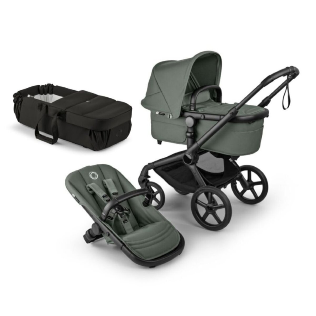 BUGABOO Fox5 Renew Kompletní kočárek + Novorozenecké lůžko Black/Forest Green