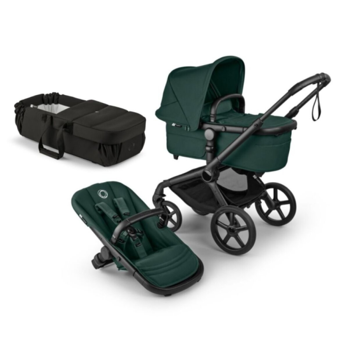BUGABOO Fox5 Renew Kompletní kočárek + Novorozenecké lůžko Black/Fern Green