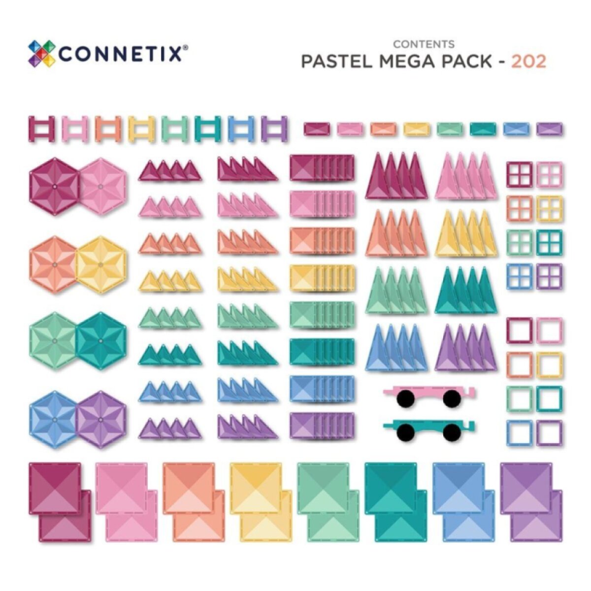 CONNETIX Magnetická stavebnice Pastel Mega Pack 202 ks