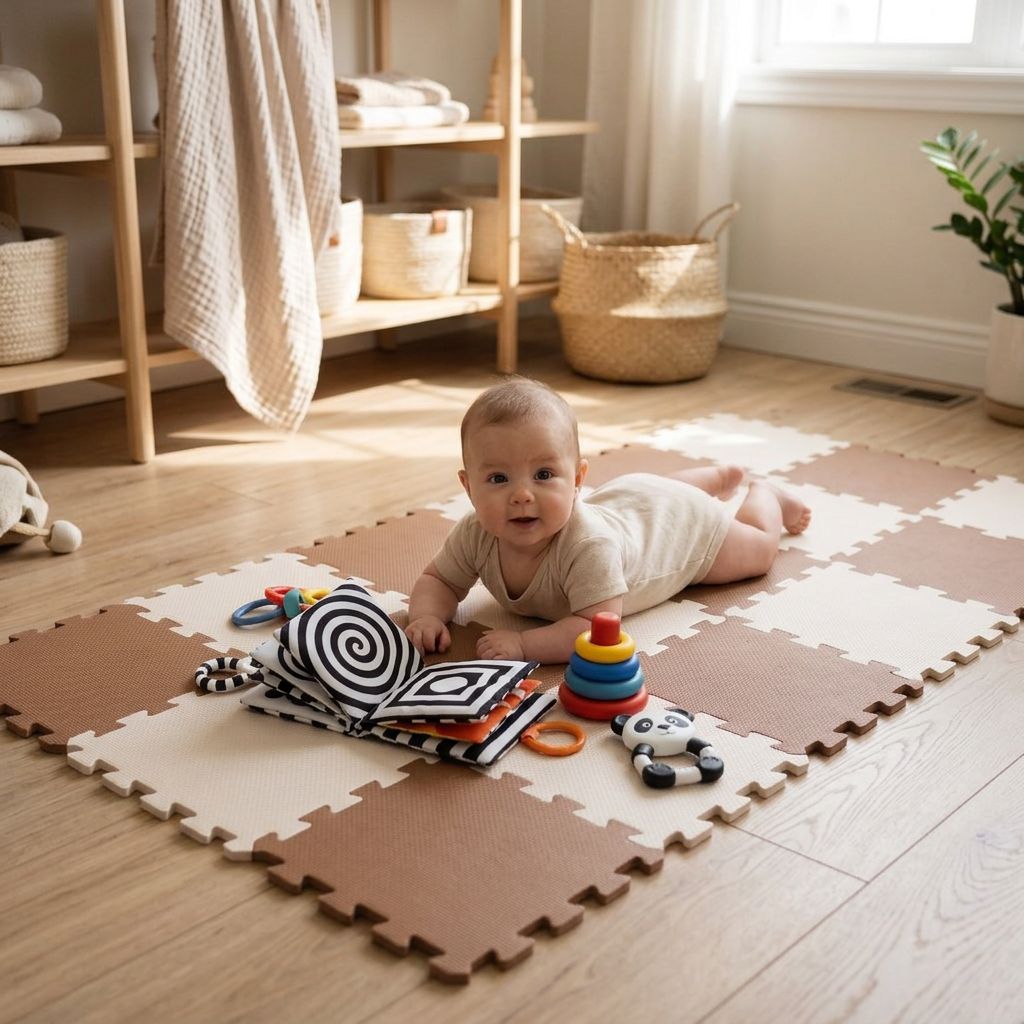 NIDO NIDO Pěnová hrací podložka Puzzle 18ks Caramel/Sandstone
