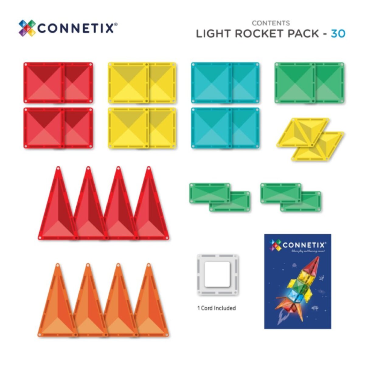 CONNETIX Magnetická stavebnice Light Rocket Pack 30 ks