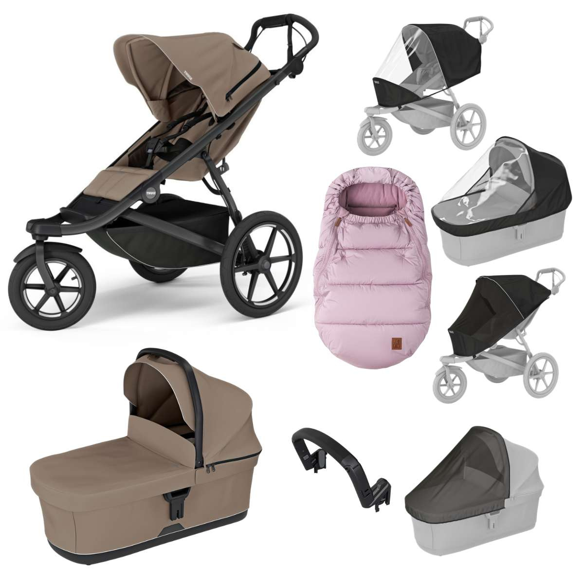 THULE Urban Glide 3 Kočárek od narození Set E - Tinted Taupe/Pink