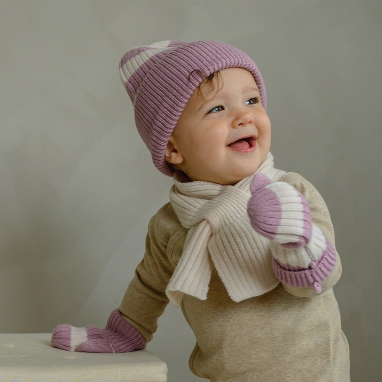 LODGER Šála Stripe Merino Mauve