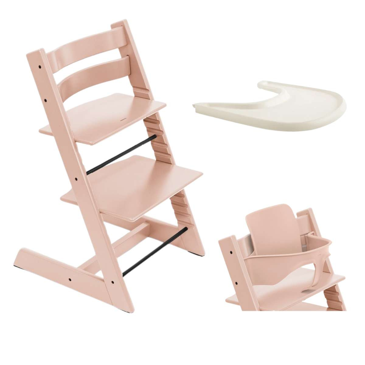 STOKKE Tripp Trapp Židlička a Baby Set Serene Pink + pultík Vanilla White