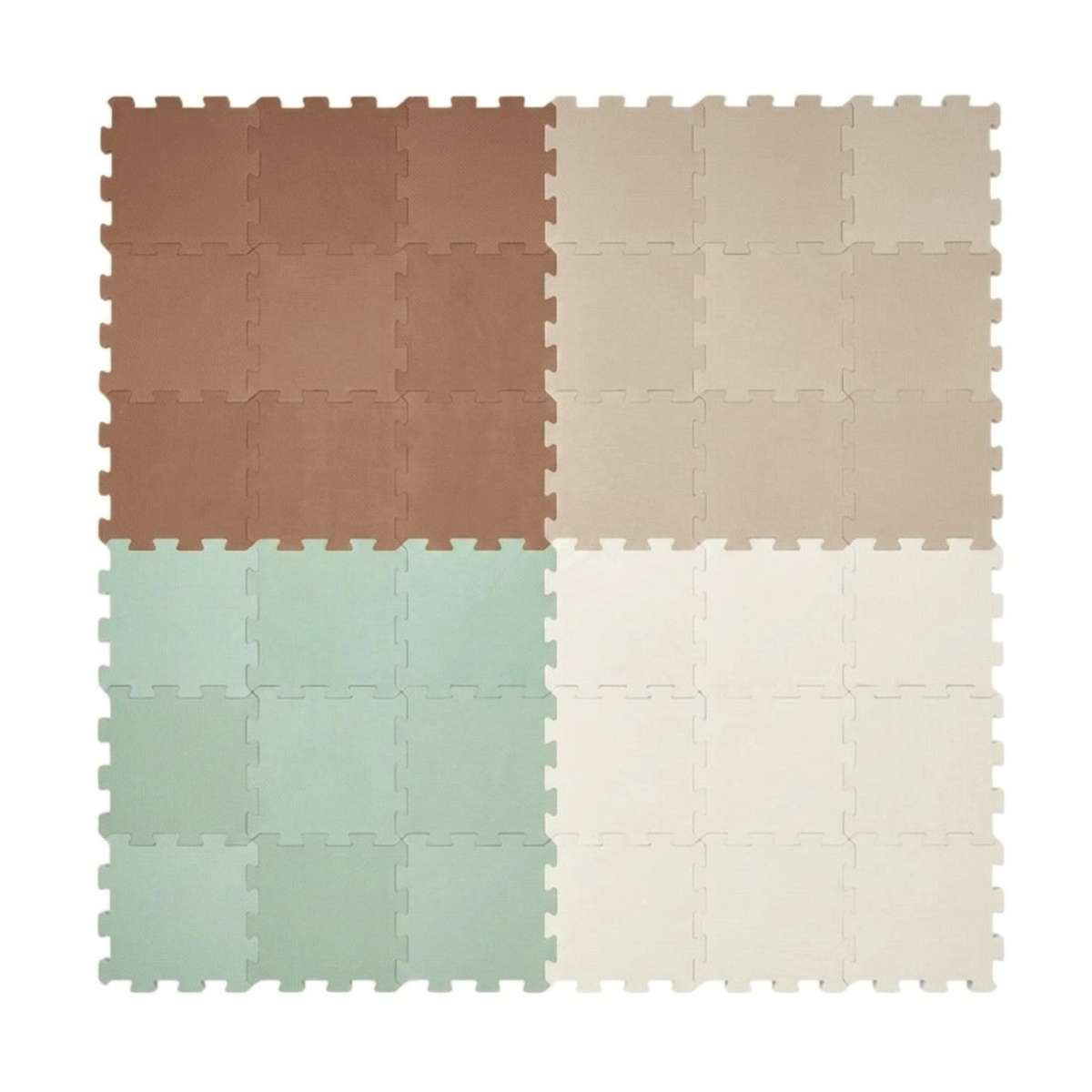 NIDO NIDO Pěnová hrací podložka Puzzle 36 ks 180 x 180 cm Green/Caramel/Sandstone/Ivory