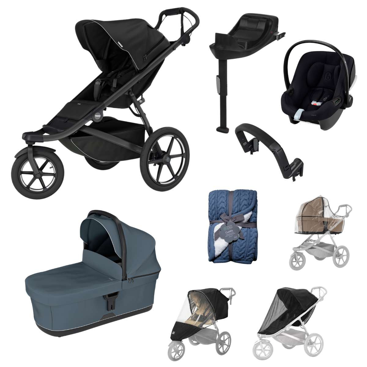 THULE Urban Glide 3 Kočárek trojkombinace Set B - Black Dark Slate