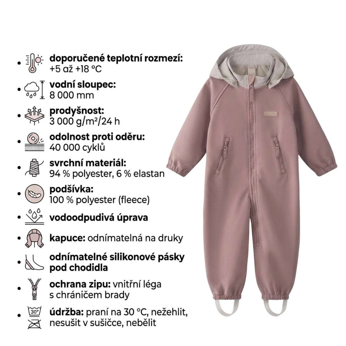 LEOKID Softshellová kombinéza Lilo Ash Rose