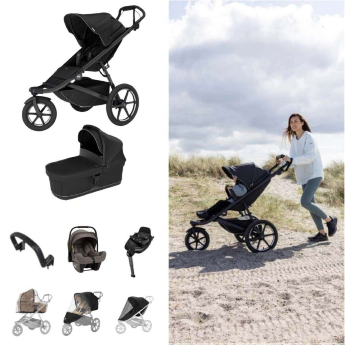 THULE Urban Glide 3 Kočárek trojkombinace Set D - Black/Black