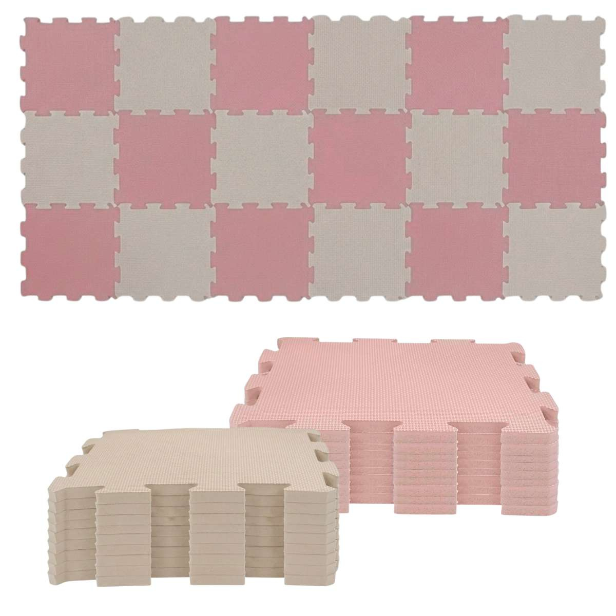 NIDO NIDO Pěnová hrací podložka Puzzle 18ks Taupe Pink/Sandstone
