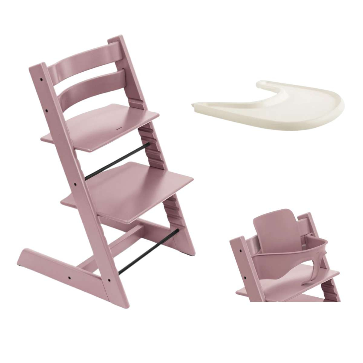 STOKKE Tripp Trapp Židlička a Baby Set Heather Mauve + pultík Vanilla White