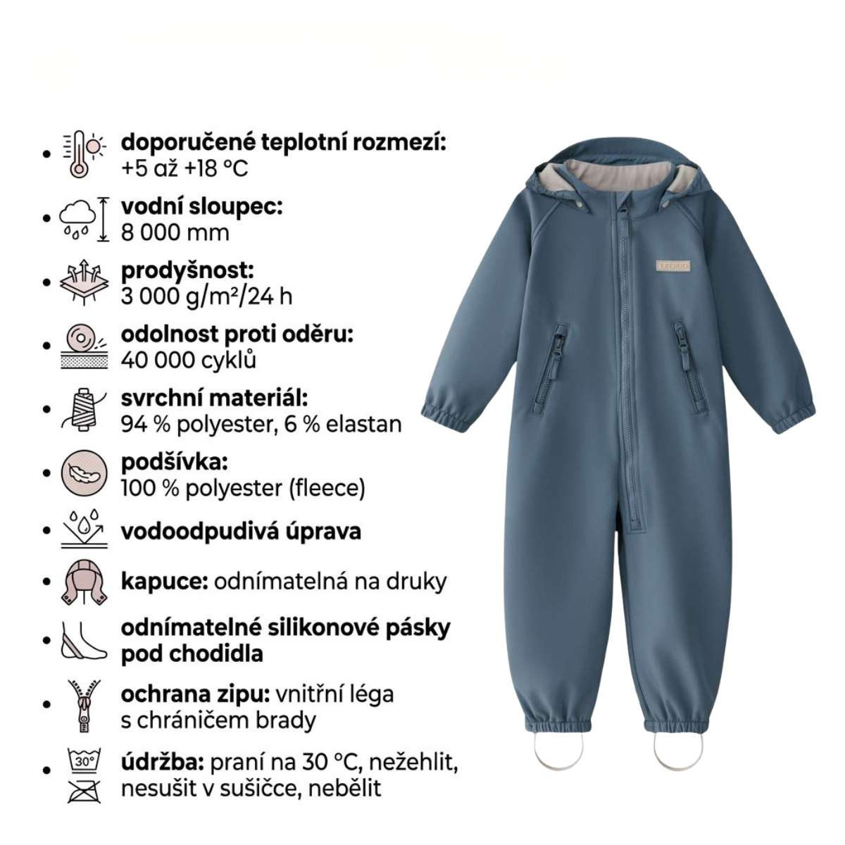 LEOKID Softshellová kombinéza Lilo Storm Blue