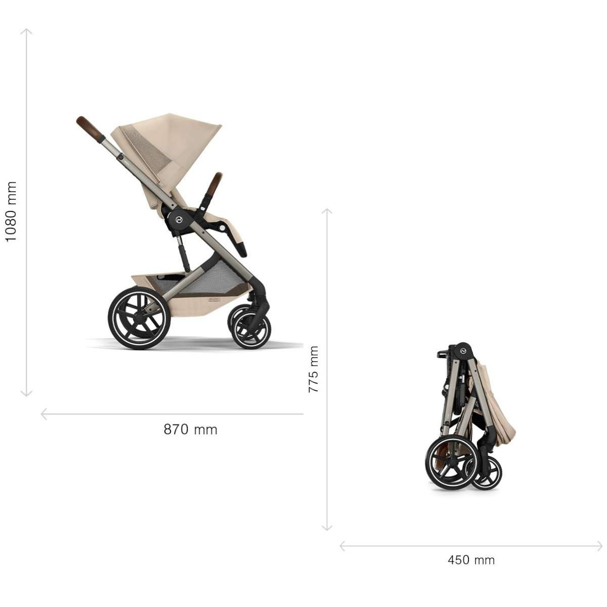 CYBEX Balios S Lux Kompletní kočárek se skládací korbičkou Taupe Almond Beige