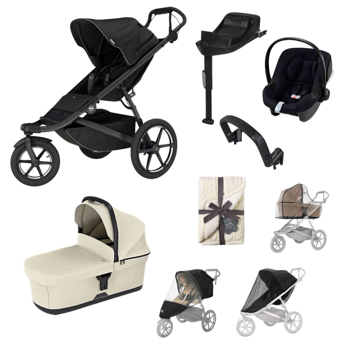 THULE Urban Glide 3 Kočárek trojkombinace Set B - Black Soft Beige