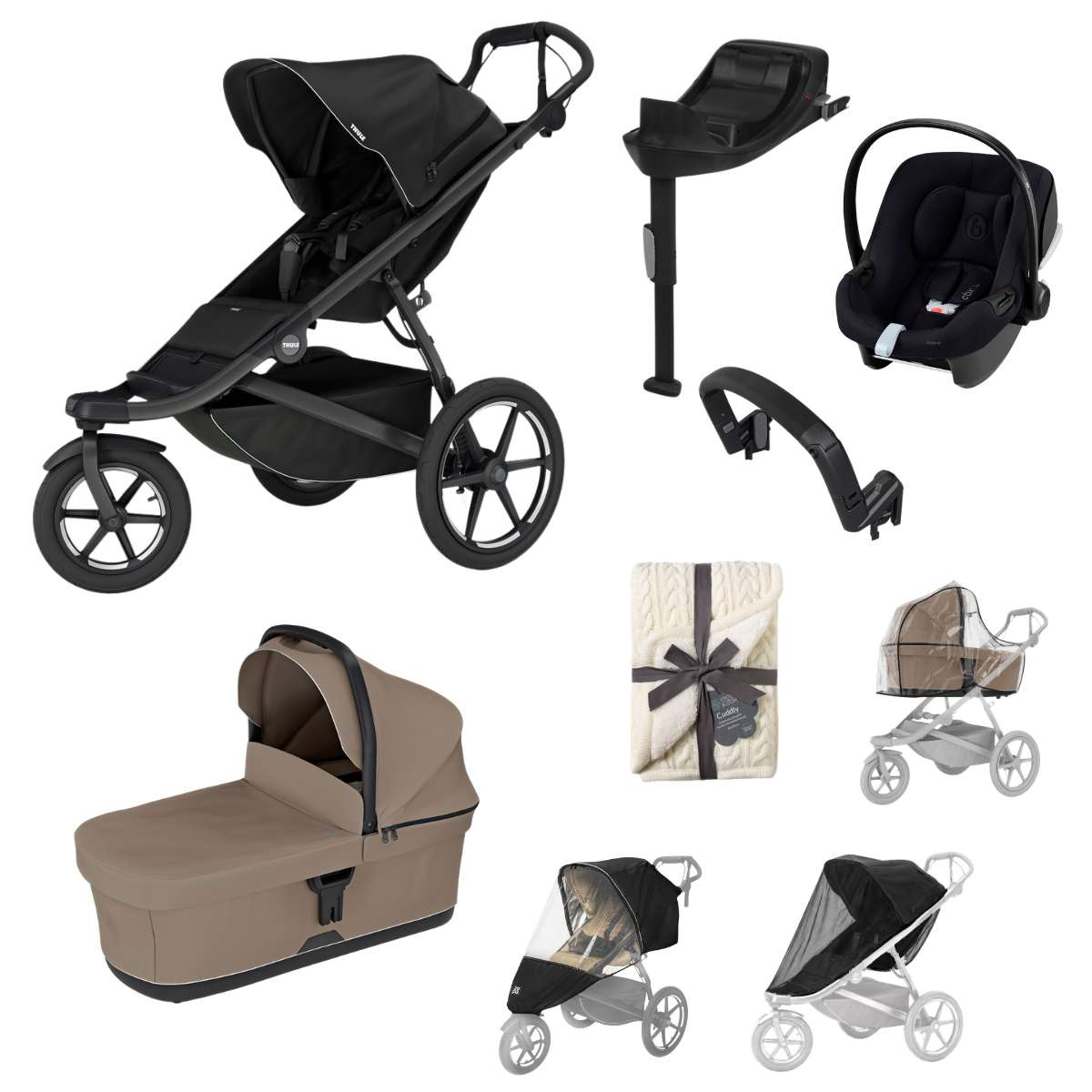 THULE Urban Glide 3 Kočárek trojkombinace Set B - Black Tinted Taupe