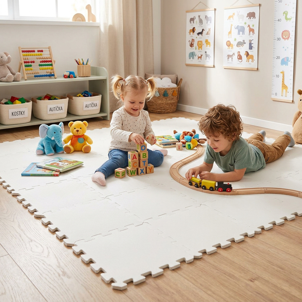 NIDO NIDO Pěnová hrací podložka Puzzle 36 ks 180 x 180 cm Ivory White