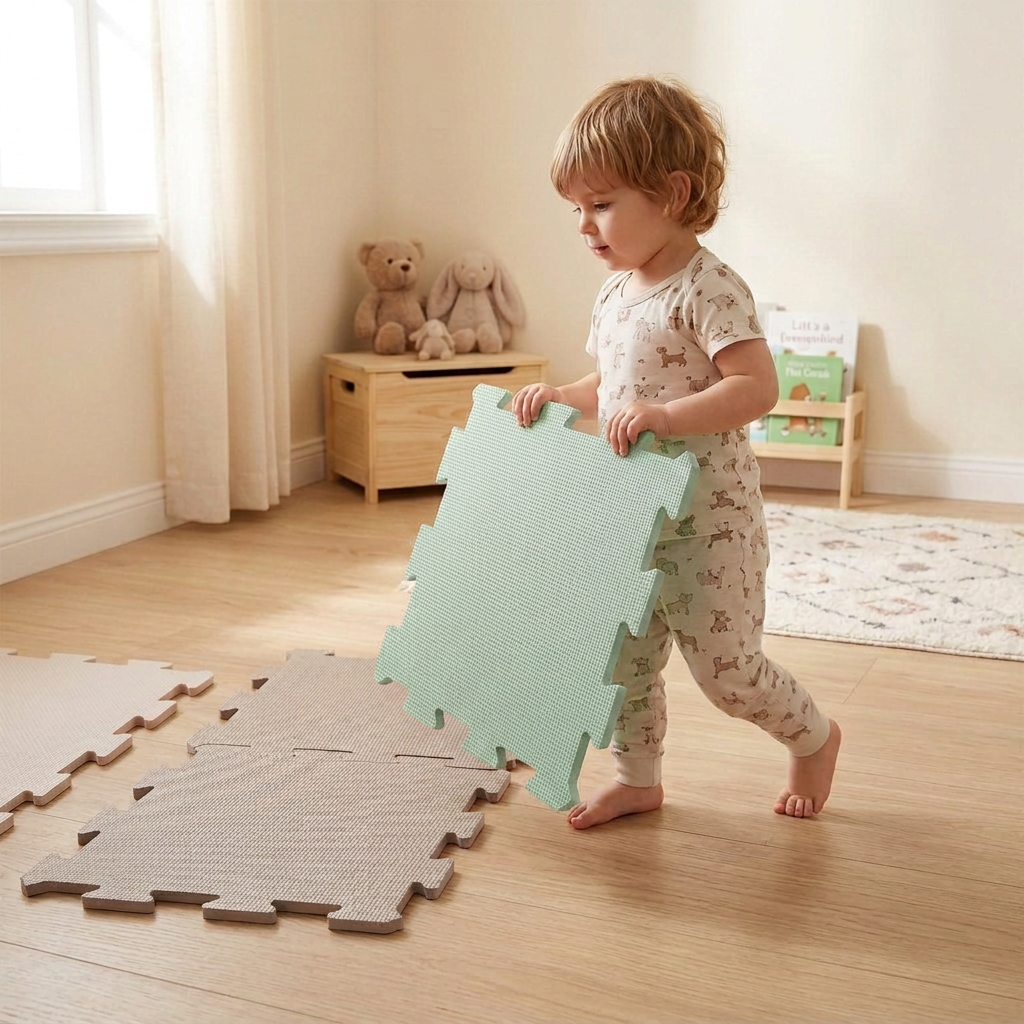 NIDO NIDO Pěnová hrací podložka Puzzle 9ks Sandstone