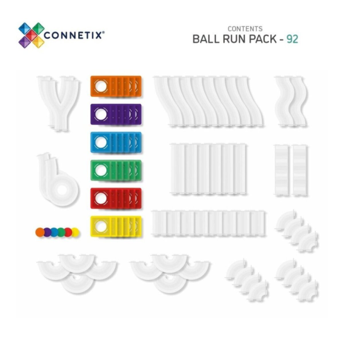 CONNETIX Magnetická kuličková dráha Rainbow Pack 92 ks