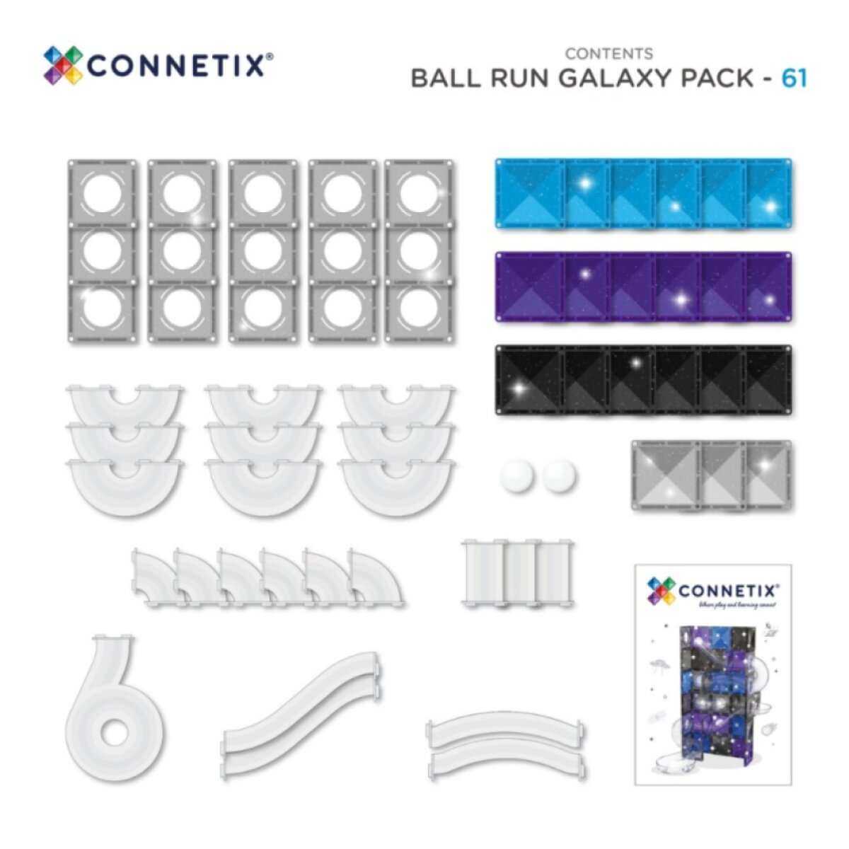 CONNETIX Magnetická kuličková dráha Galaxy Pack 61 ks