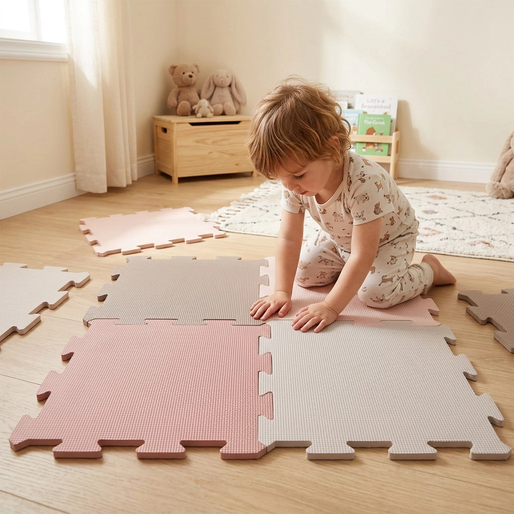 NIDO NIDO Pěnová hrací podložka Puzzle 9ks Vanilla