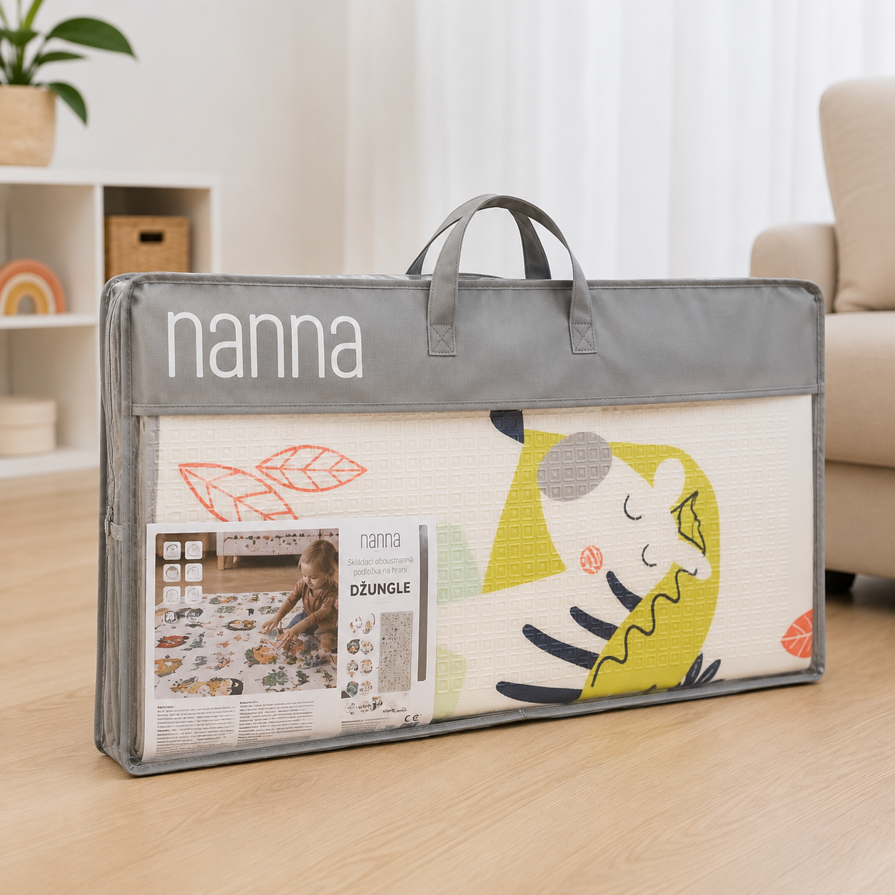 NANNA Skládací oboustranná podložka na hraní 200 × 150 cm Zvířátka