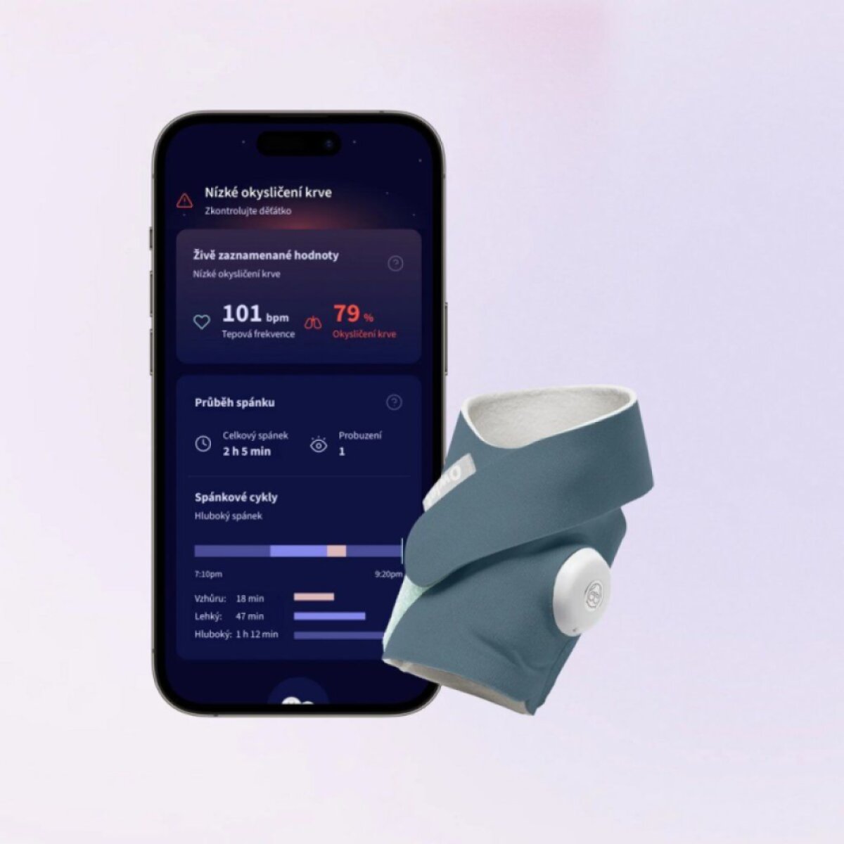 OWLET Dream Sock Chytrá ponožka s zdravotnickou certifikací 0-18 měsíců Modrá