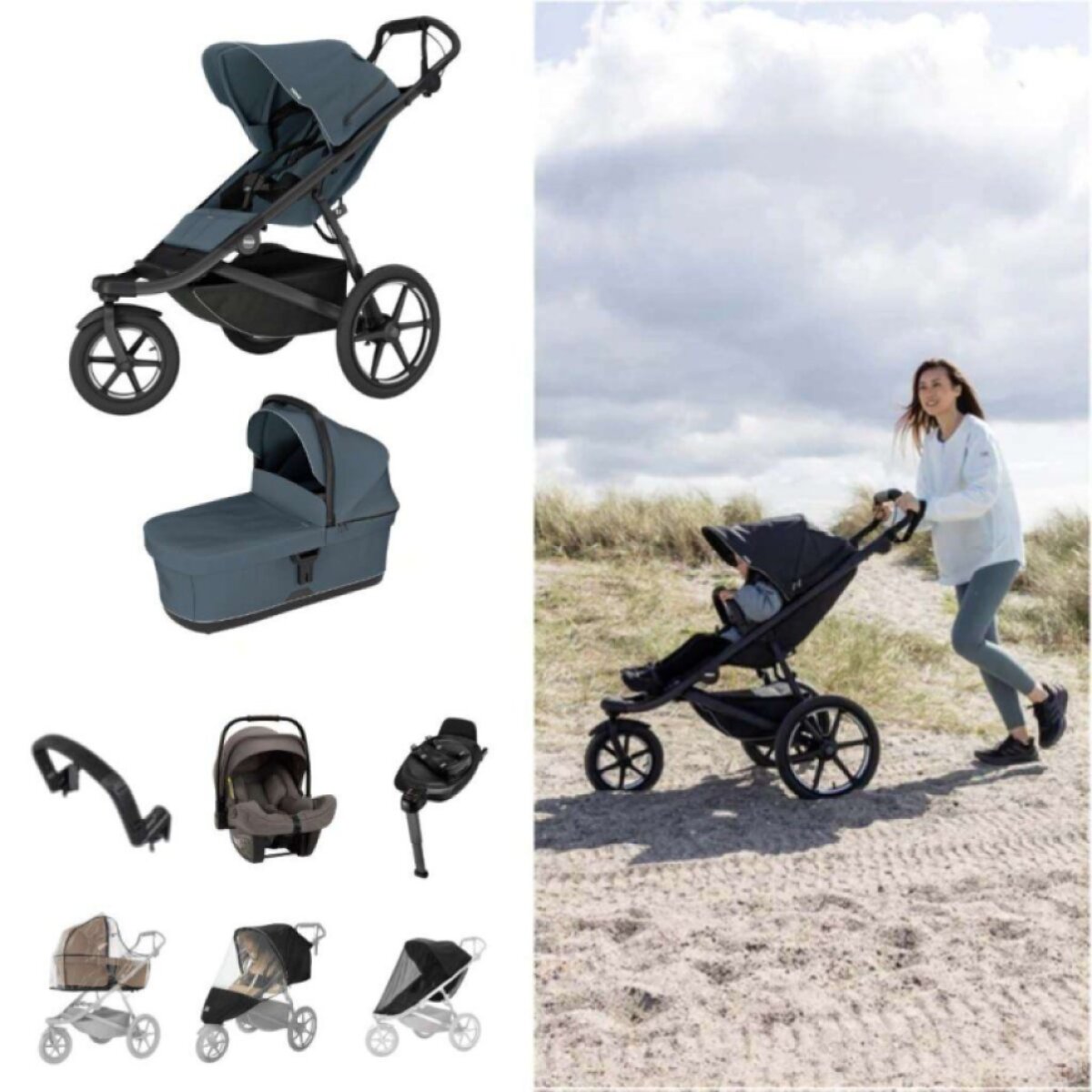 THULE Urban Glide 3 Kočárek trojkombinace Set D - Dark Slate