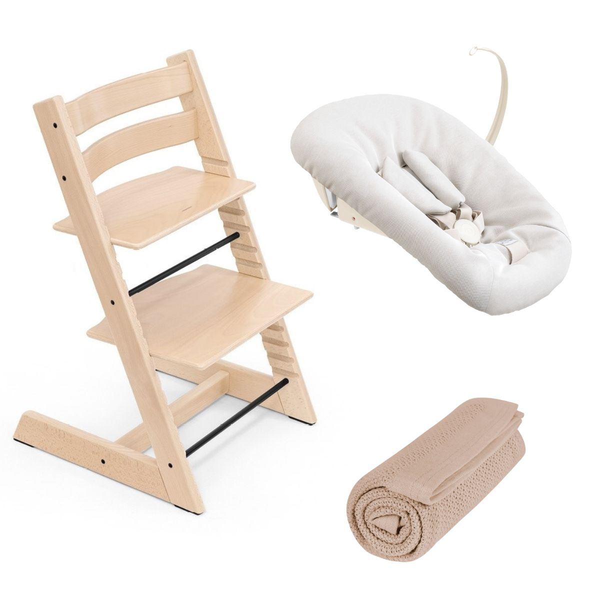 STOKKE Tripp Trapp Židlička s Newborn setem a dekou Natural/Vanilla/Golden Sand