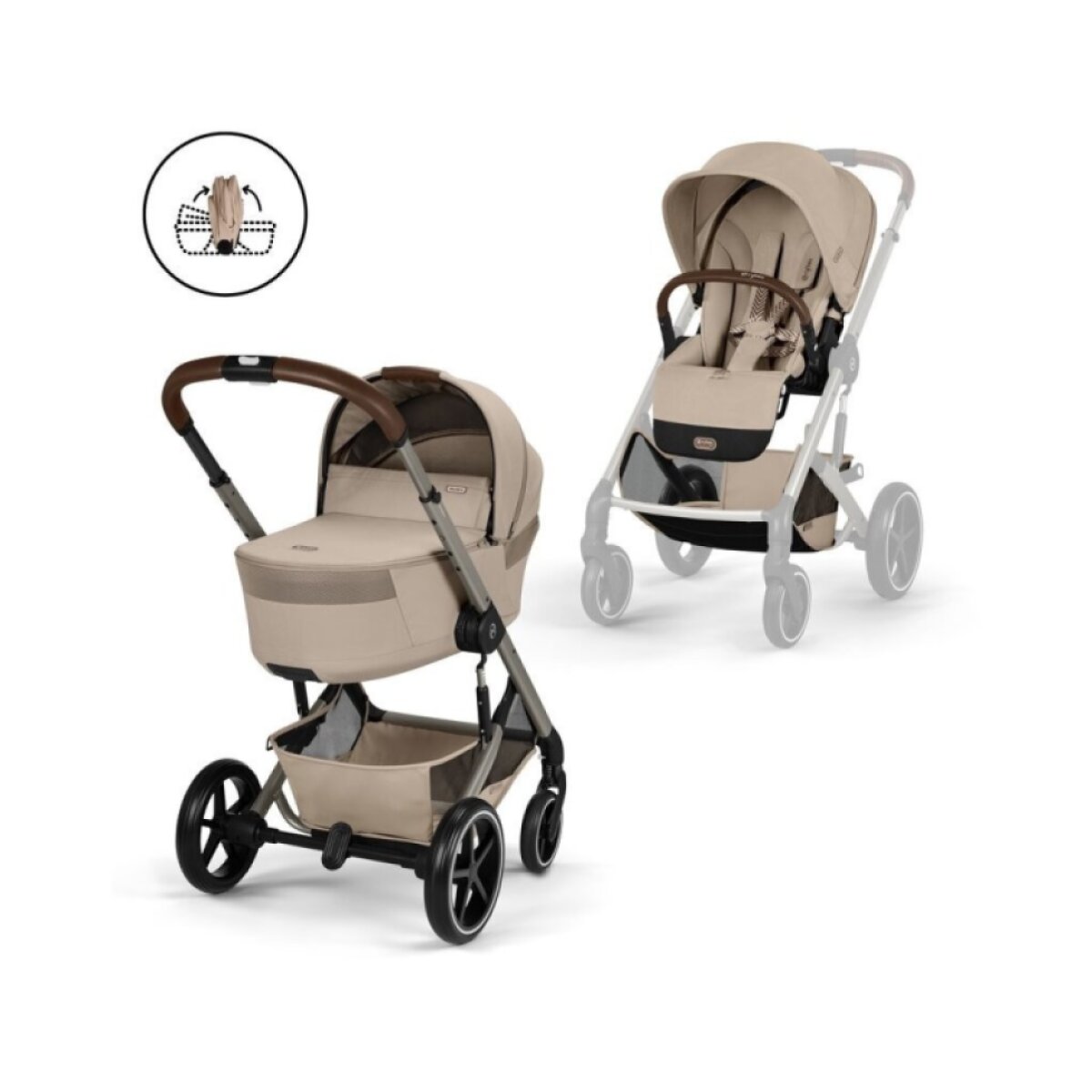 CYBEX Balios S Lux Kompletní kočárek se skládací korbičkou Taupe Almond Beige