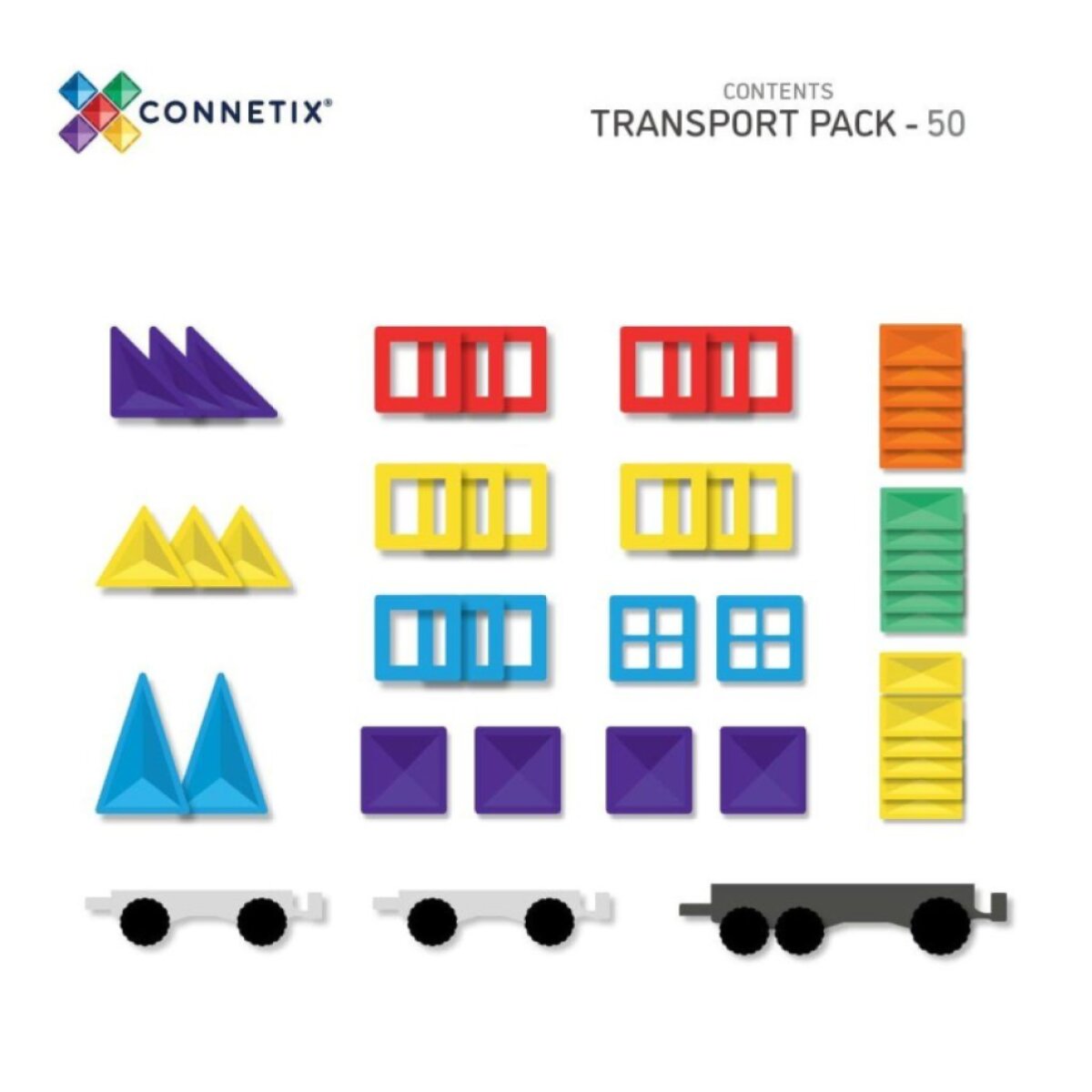 CONNETIX Magnetická stavebnice Rainbow Transport Pack 50 ks