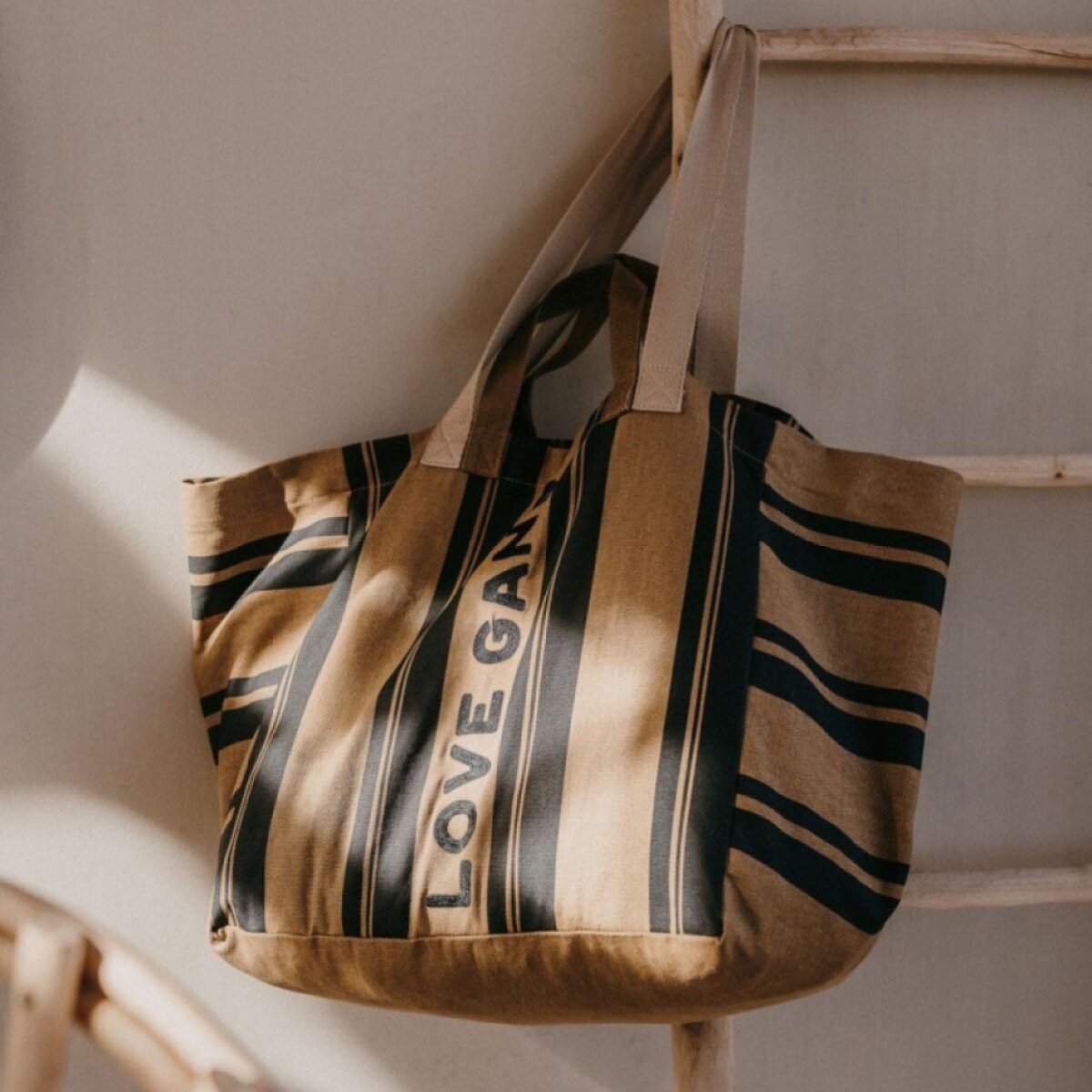 ZAKUW Kaba Taška Tote Bag Love Gang Camel