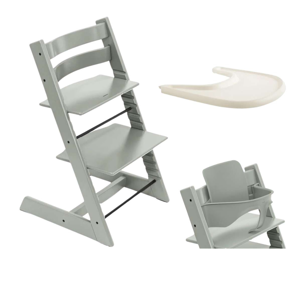 STOKKE Tripp Trapp Židlička a Baby Set Glacier Green + pultík Vanilla White