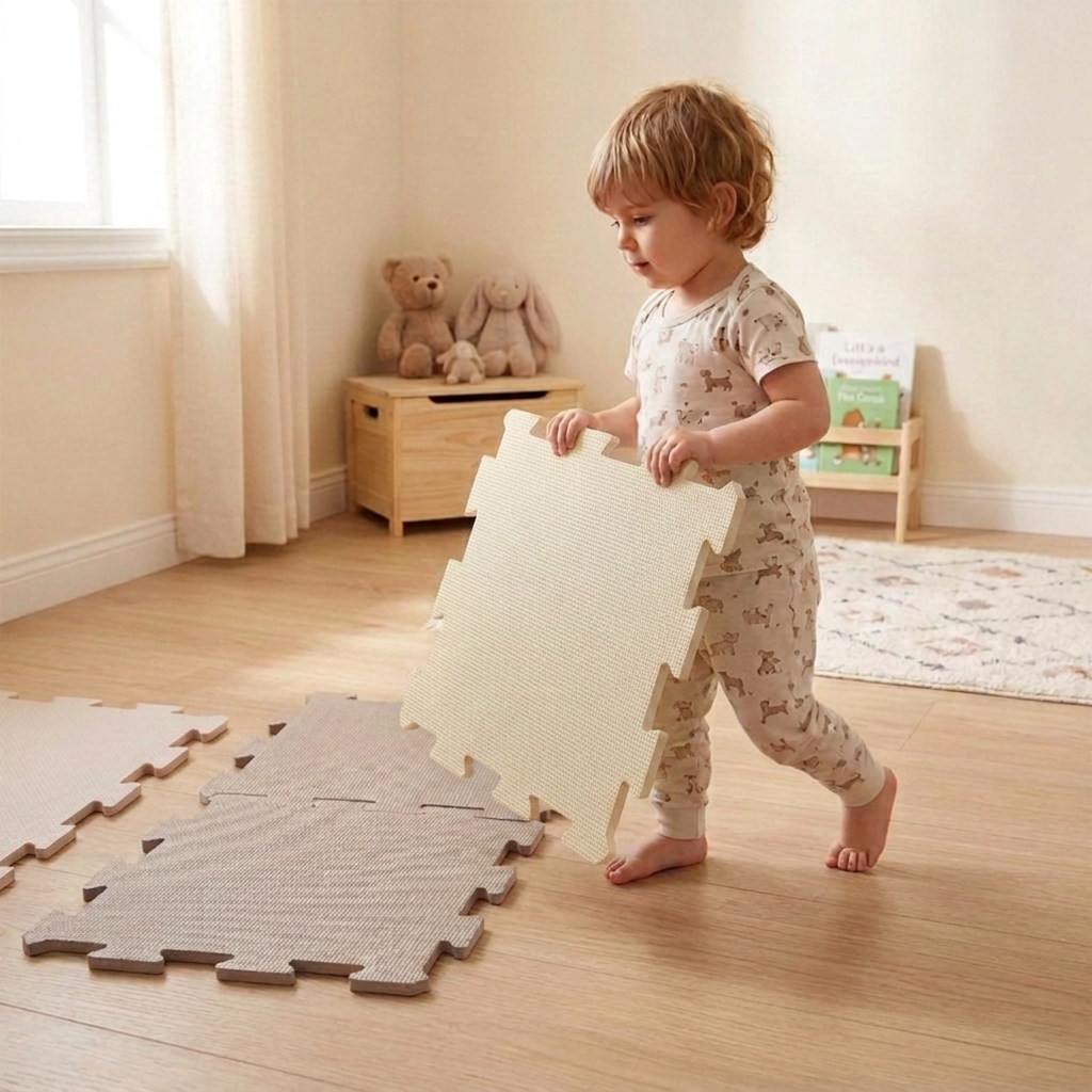 NIDO NIDO Pěnová hrací podložka Puzzle 9ks Ivory White