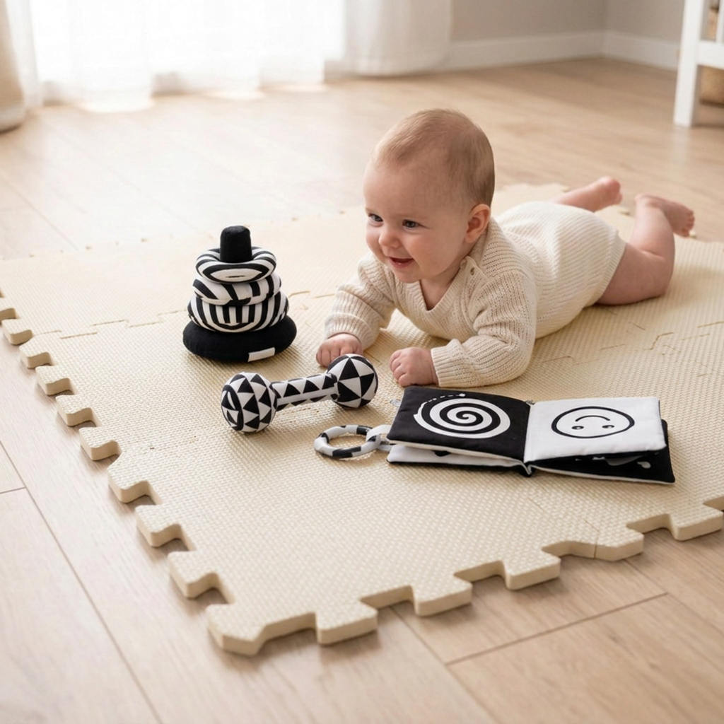 NIDO NIDO Pěnová hrací podložka Puzzle 9ks Ivory White