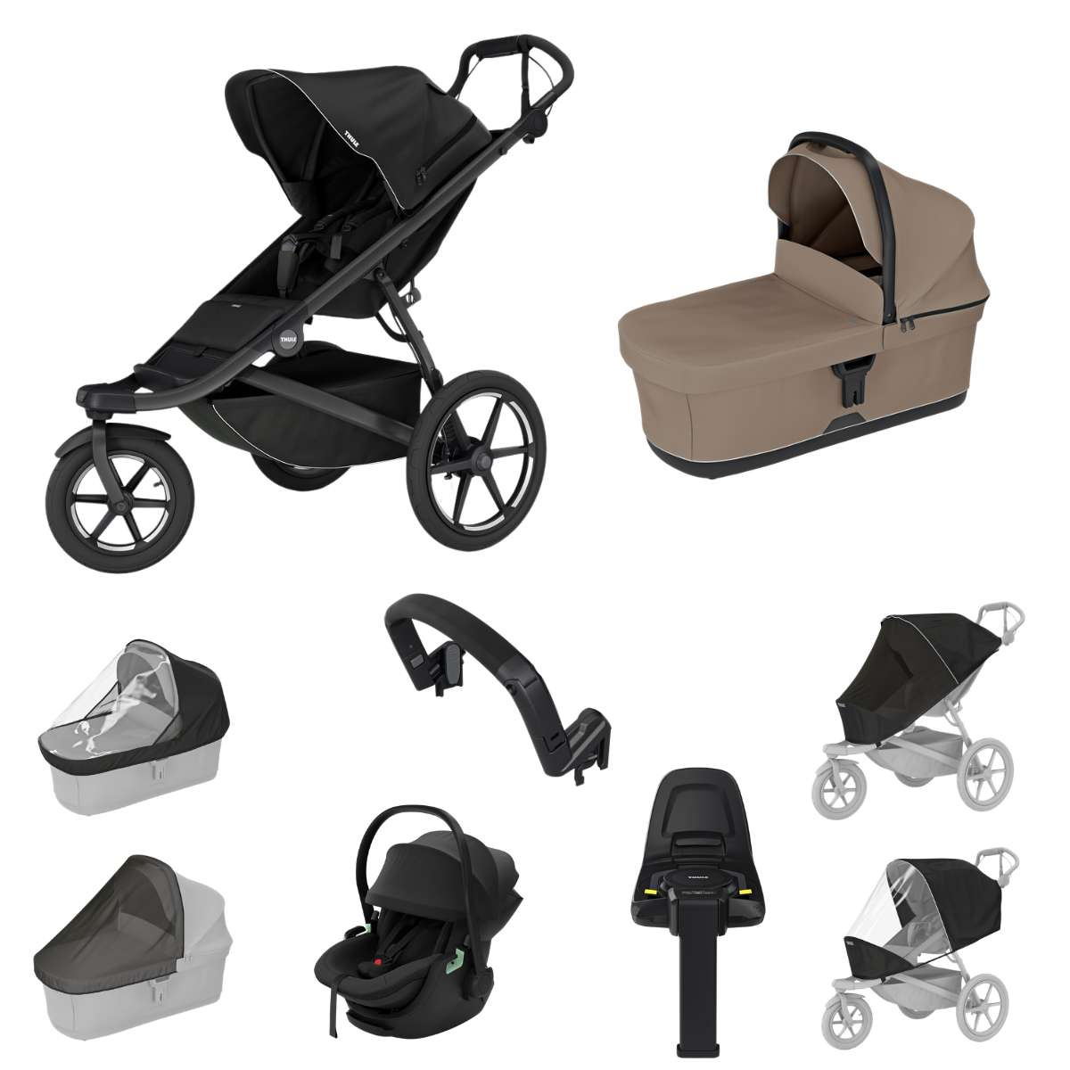 THULE Urban Glide 3 Kočárek trojkombinace Set C - Black Tinted Taupe