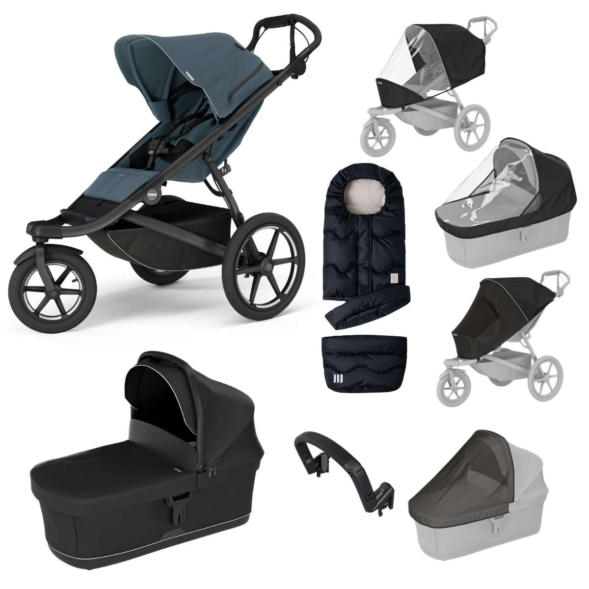 THULE Urban Glide 3 Kočárek od narození Set E - Dark Slate Black/Black