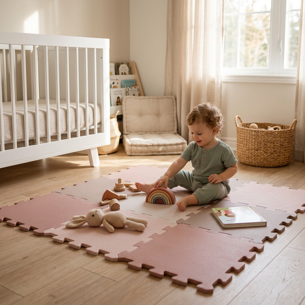 NIDO NIDO Pěnová hrací podložka Puzzle 18ks Ivory White/Vanilla