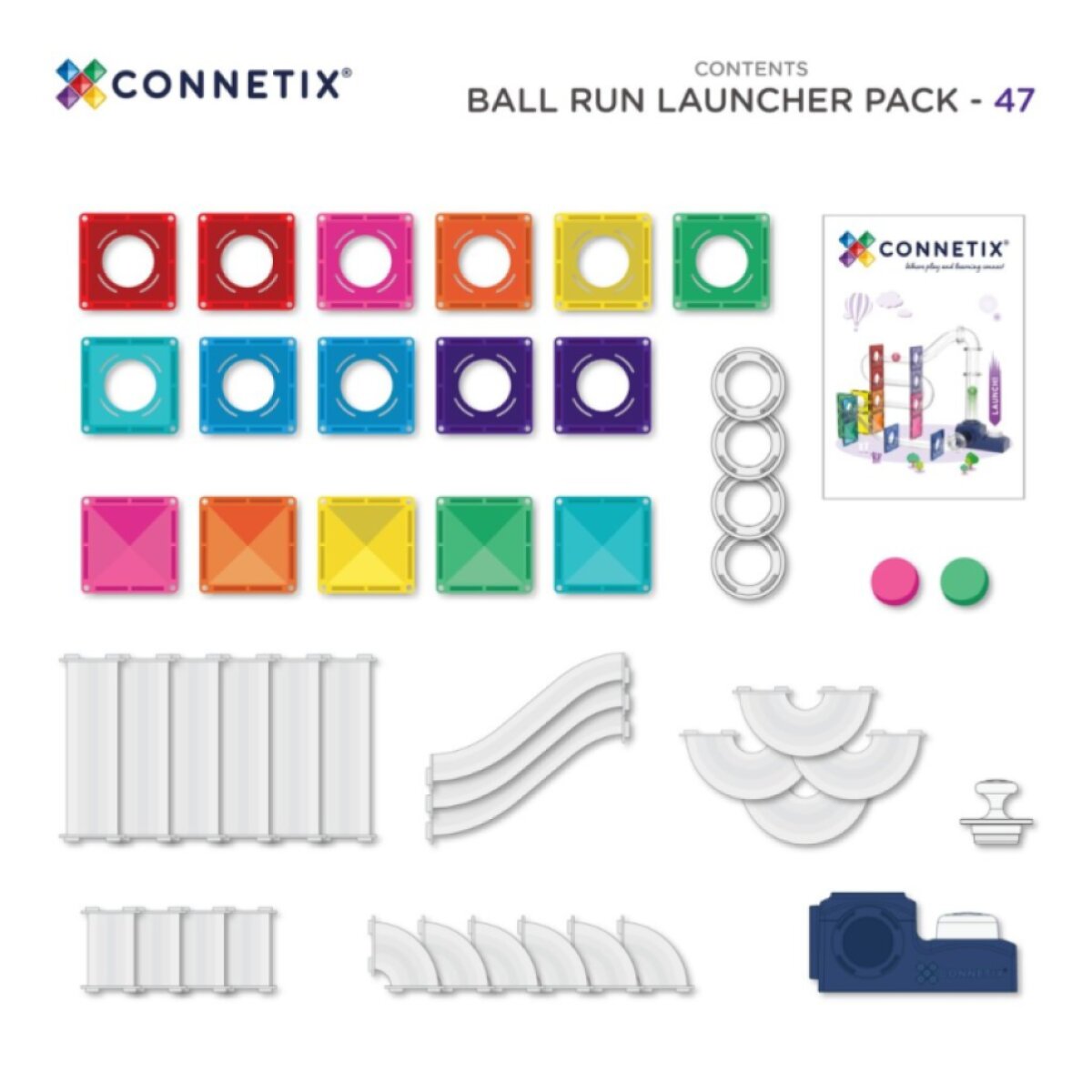 CONNETIX Magnetická kuličková dráha Launcher Pack 47 ks