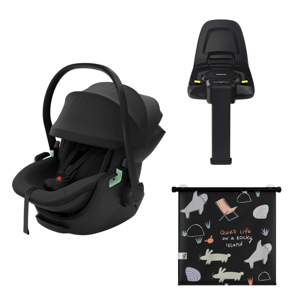 THULE Výhodný set Základna Alfi + Autosedačka Maple Black + Sluneční clona