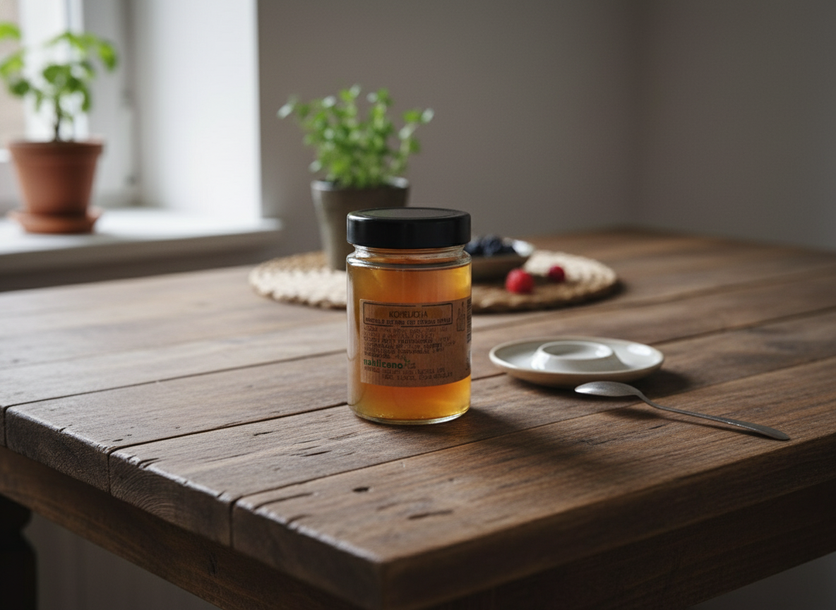 Česká kombucha houba SCOBY a velká násada 6 cm včetně 300 ml nálevu