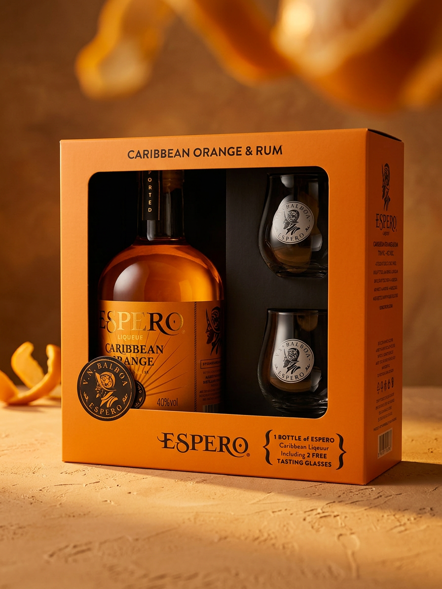 Espero Caribbean Orange 40% 0,7l + 2 skleničky