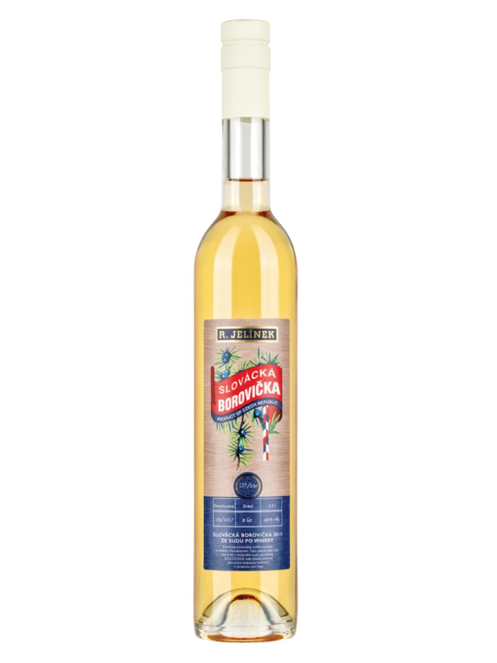 Slovácká borovička 2017 ze sudu po whisky GOLDCOCK 45% 0,5l