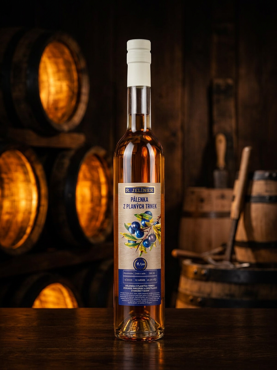 Pálenka z planých trnek 2022 ze sudu po whisky 41,5% 0,5l