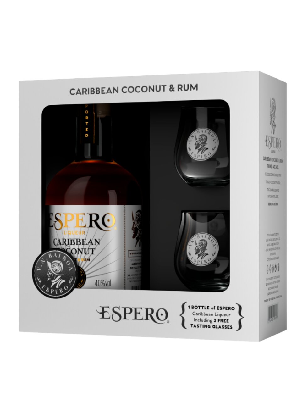 Espero Caribbean Coconut 40% 0,7l + 2 skleničky