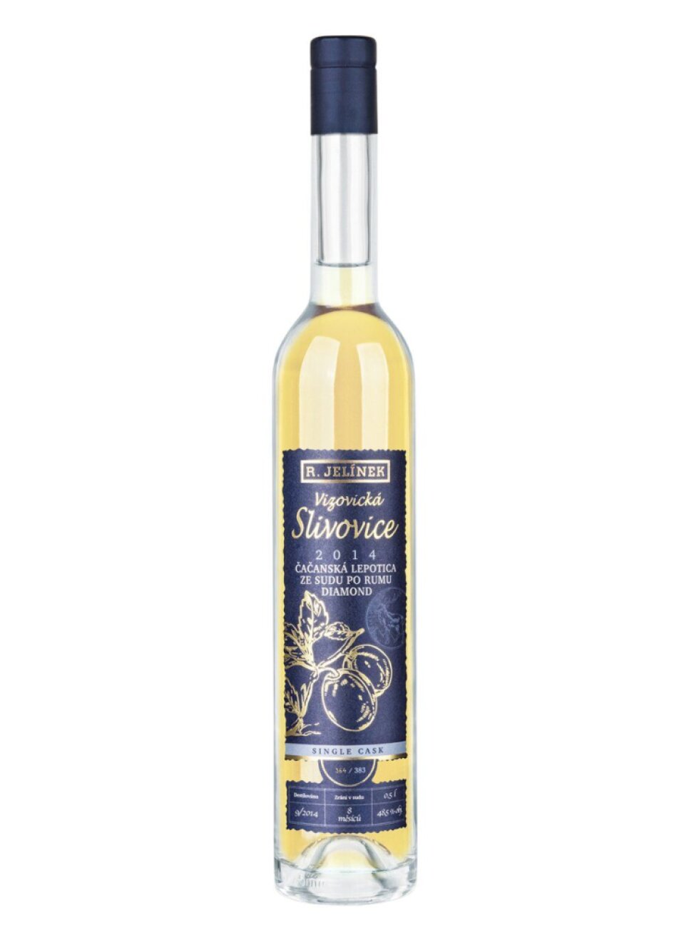 Vizovická slivovice 2014 Čačanská lepotica ze sudu po rumu Diamond 48,5% 0,5l